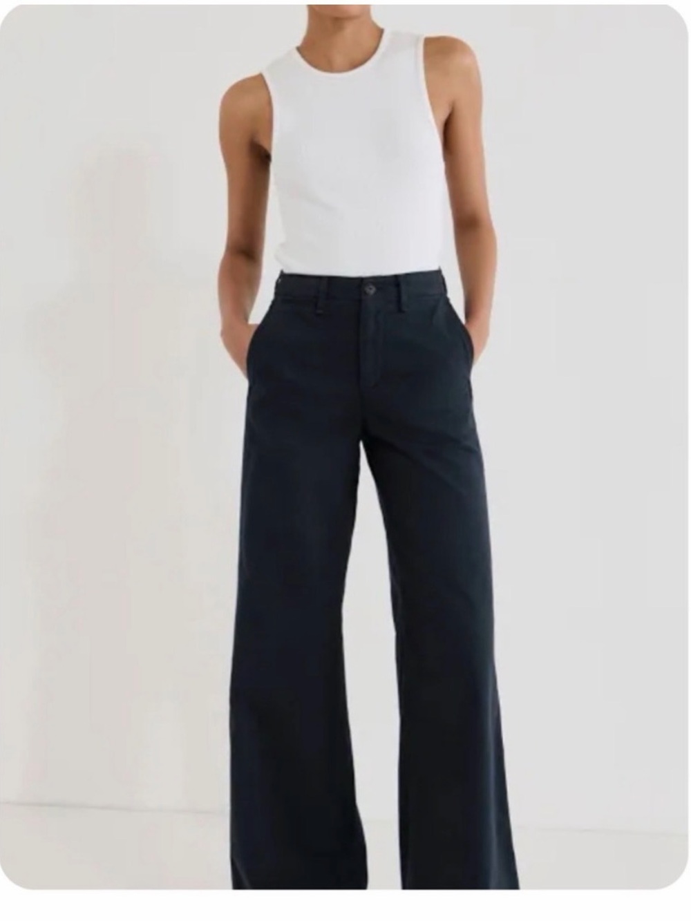rag & bone Sofie Navy Wide-Leg High-Rise Chino
